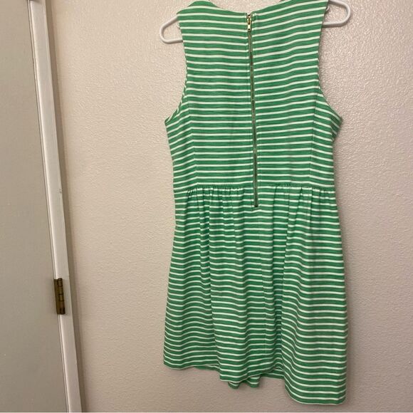 J. Crew Daybreak kelly Green Stripe Fit Flare Dress sleeveless preppy cotton M - Picture 6 of 11